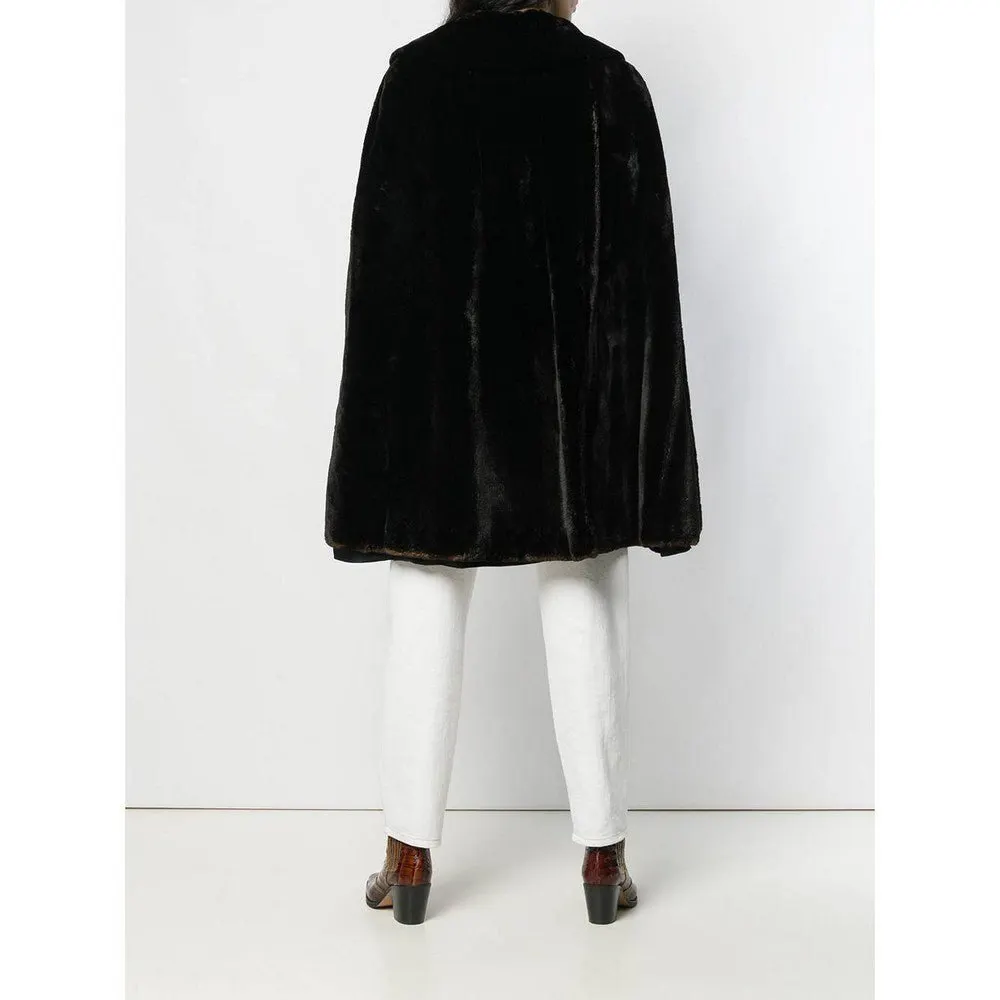 Unsigned Dark Brown Beaver Fur Cape - '50s Brown Good - Inside View