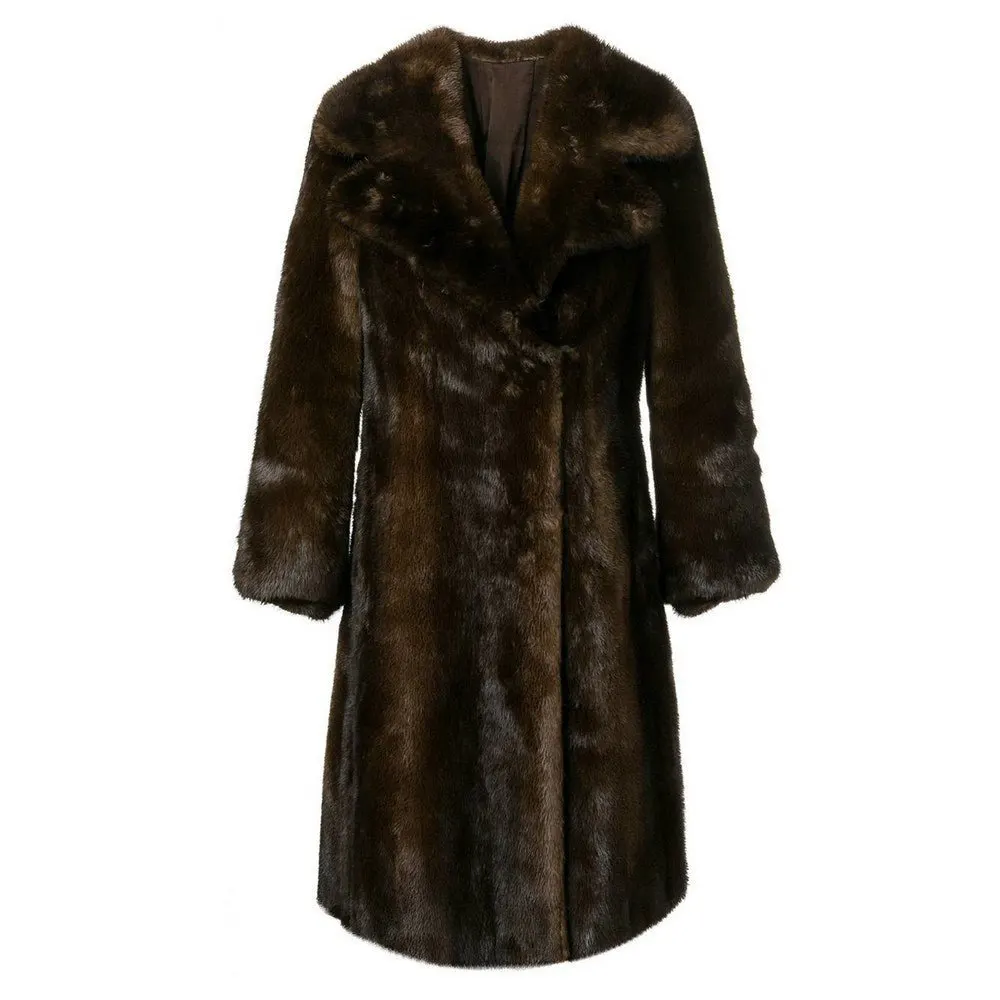 Unsigned Brown Mink Fur Coat - '60s Brown Good - Front View