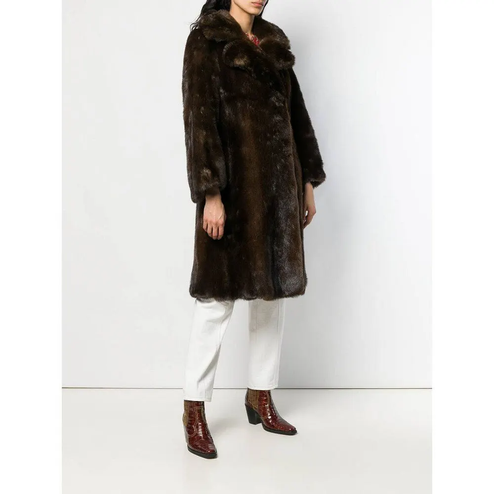 Unsigned Brown Mink Fur Coat - '60s Brown Good - Back View