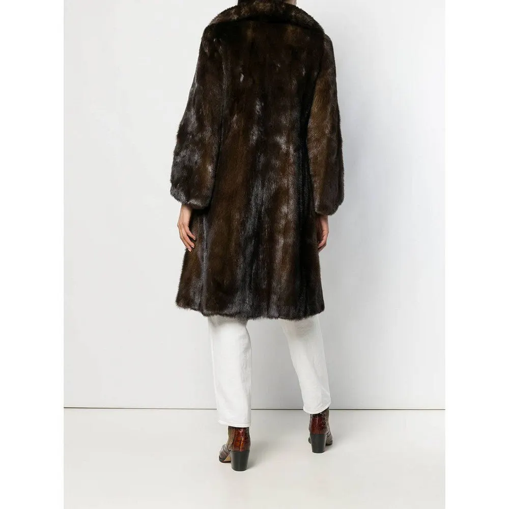 Unsigned Brown Mink Fur Coat - '60s Brown Good - Inside View
