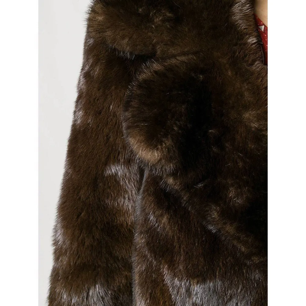 Unsigned Brown Mink Fur Coat - '60s Brown Good - Model View