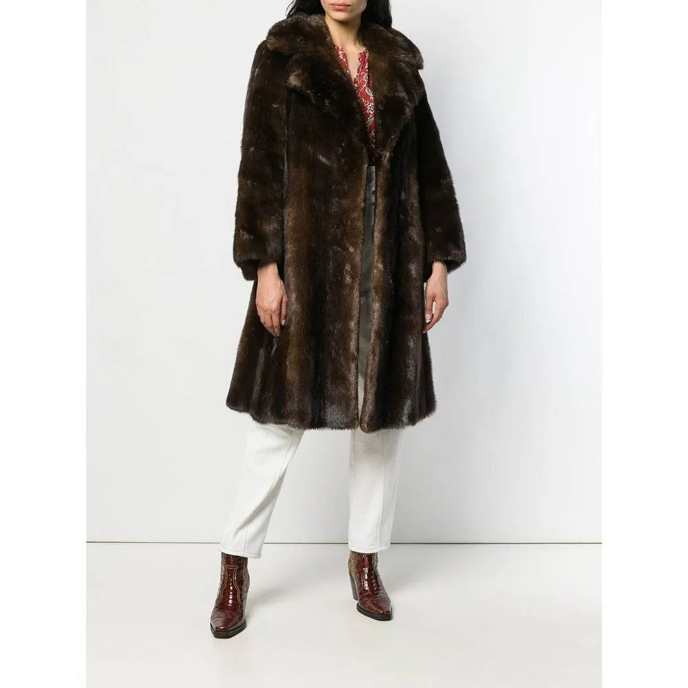 Unsigned Brown Mink Fur Coat - '60s Brown Good - Box View