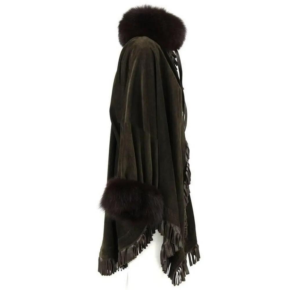 Unsigned Brown Suede Cape - '80s Brown Suede Good - Inside View