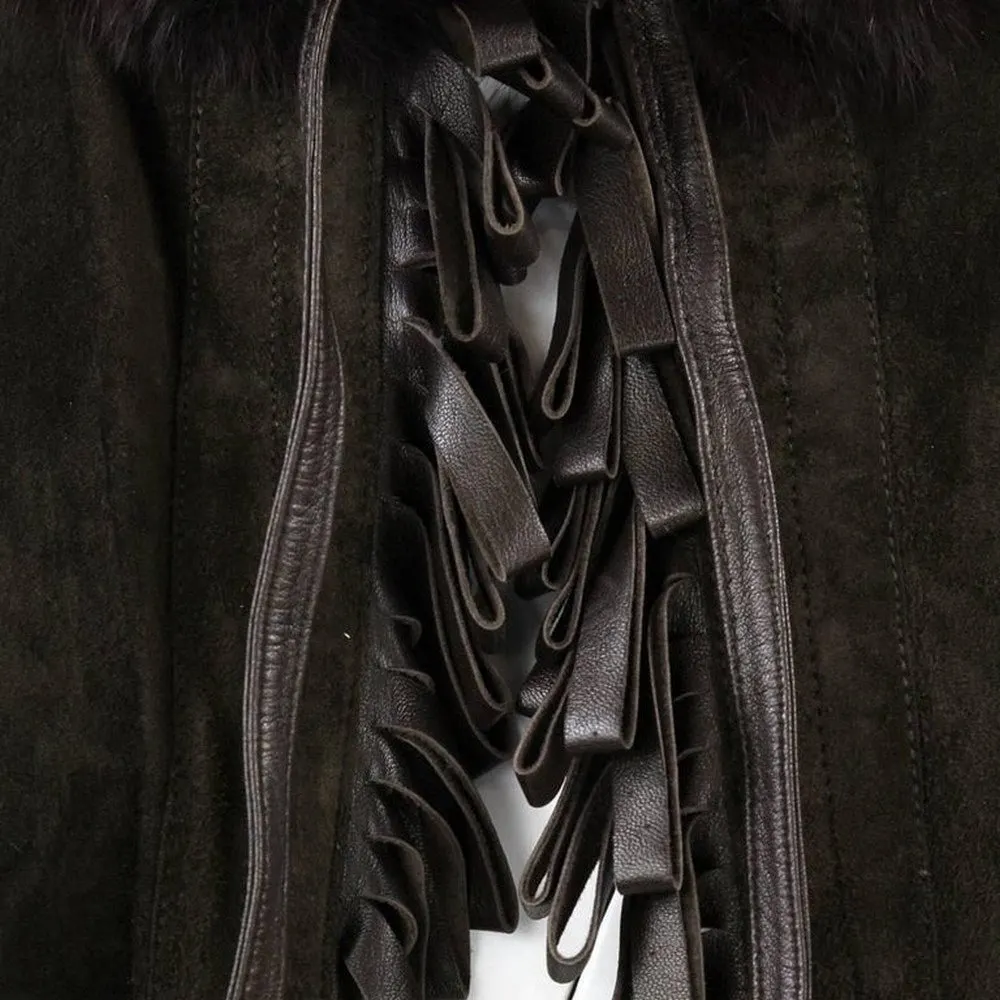 Unsigned Brown Suede Cape - '80s Brown Suede Good - Box View