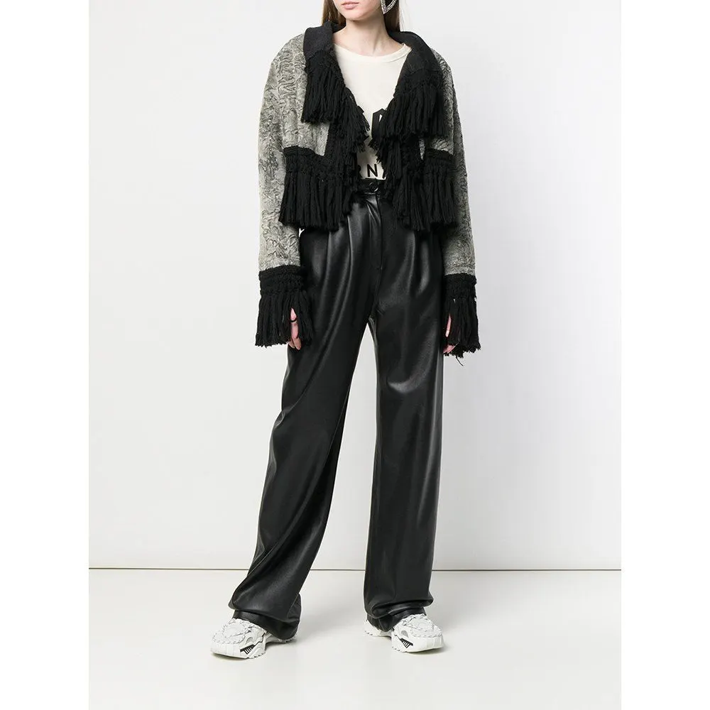 Unsigned Fur Bolero Jacket - '50s Black Wool Good - Back View