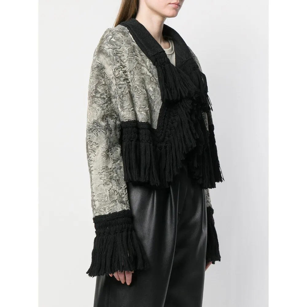 Unsigned Fur Bolero Jacket - '50s Black Wool Good - Inside View