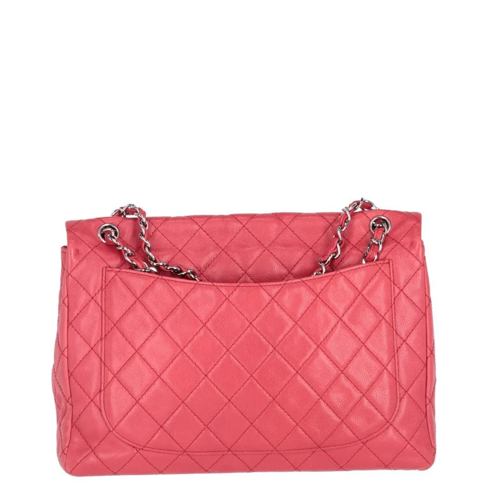 Chanel Raspberry Red Leather Shoulder Bag - 2000s Red Leather Good - Back View