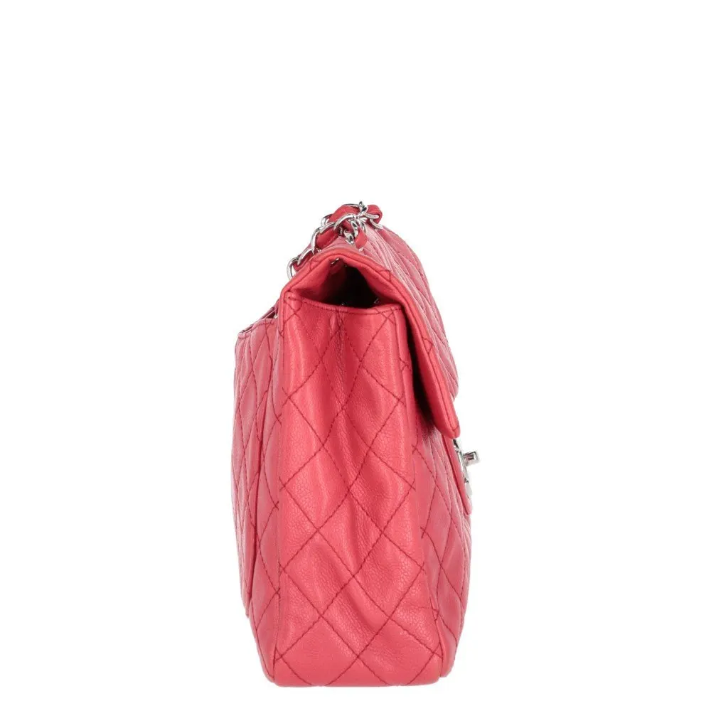 Chanel Raspberry Red Leather Shoulder Bag - 2000s Red Leather Good - Inside View