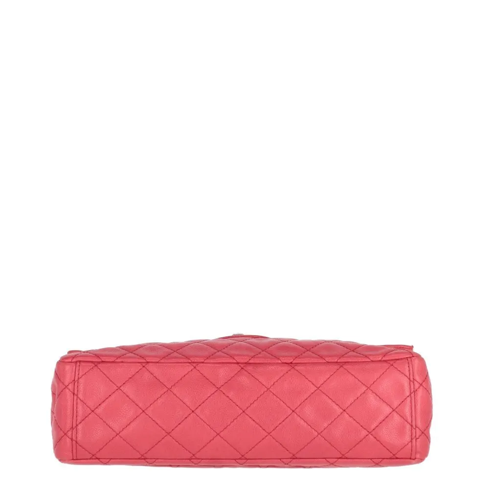 Chanel Raspberry Red Leather Shoulder Bag - 2000s Red Leather Good - Model View