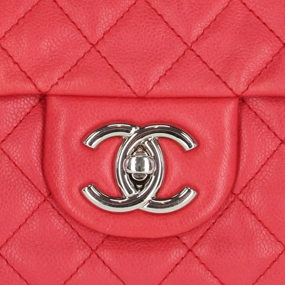 Chanel Raspberry Red Leather Shoulder Bag - 2000s Red Leather Good - Box View