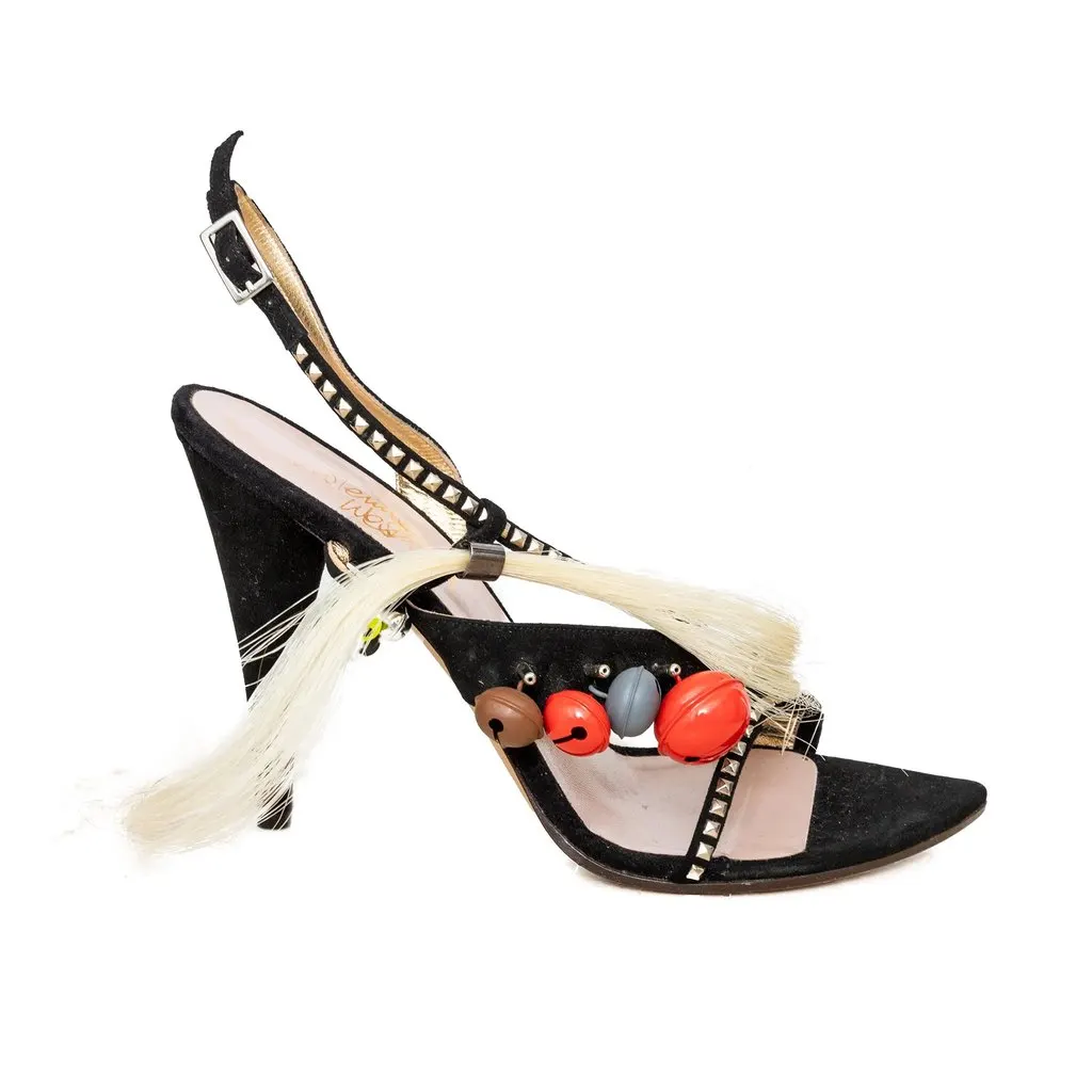 Vivienne Westwood Voodoo Sandals - '90s Black Suede Good - Front View
