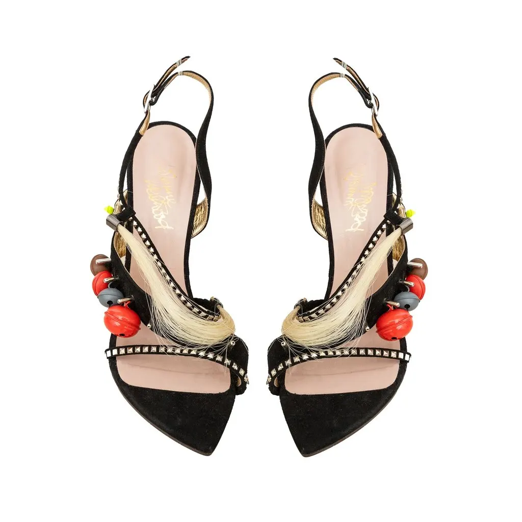 Vivienne Westwood Voodoo Sandals - '90s Black Suede Good - Back View