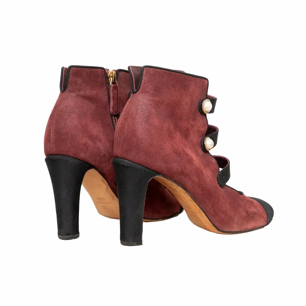 Chanel Ankle Boots - '10s Black Suede Good - Back View