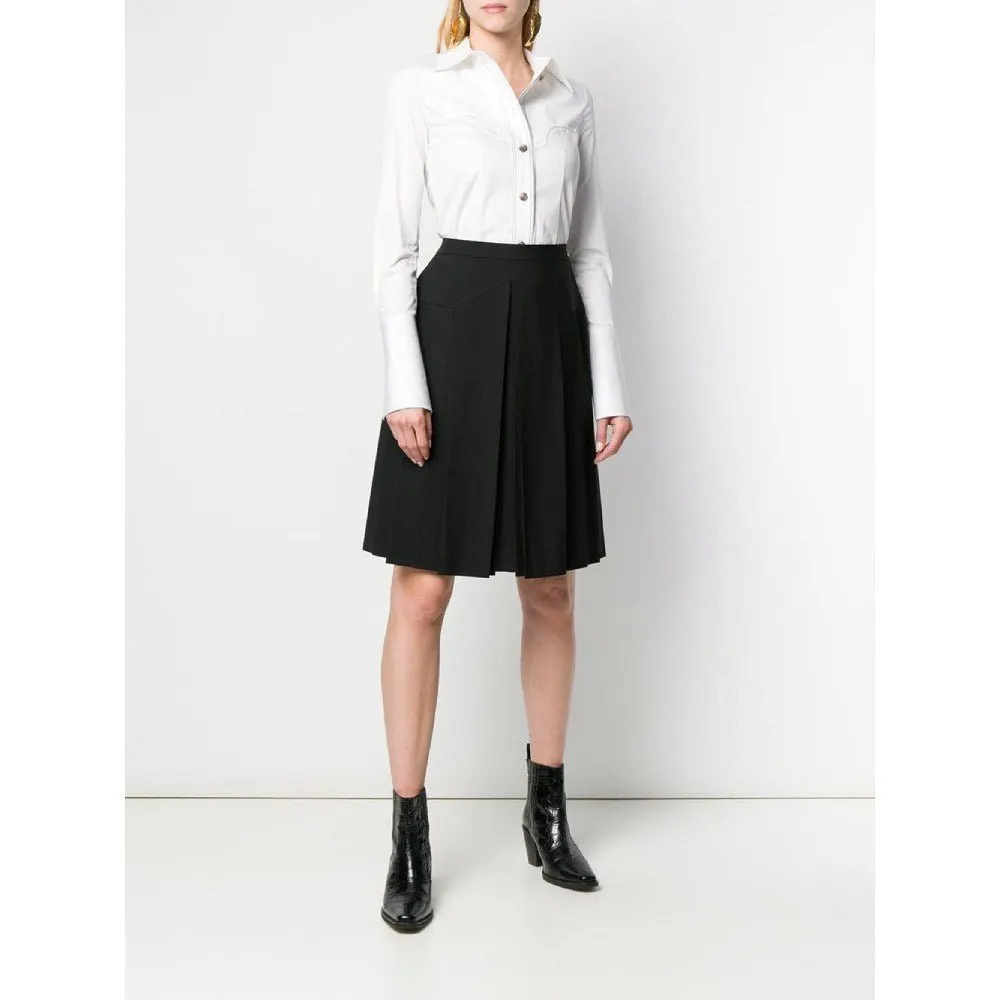 Chanel Black Wool Skirt - '90s Black Wool Good - Back View