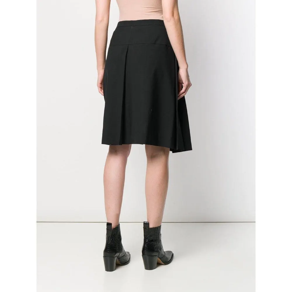 Chanel Black Wool Skirt - '90s Black Wool Good - Model View