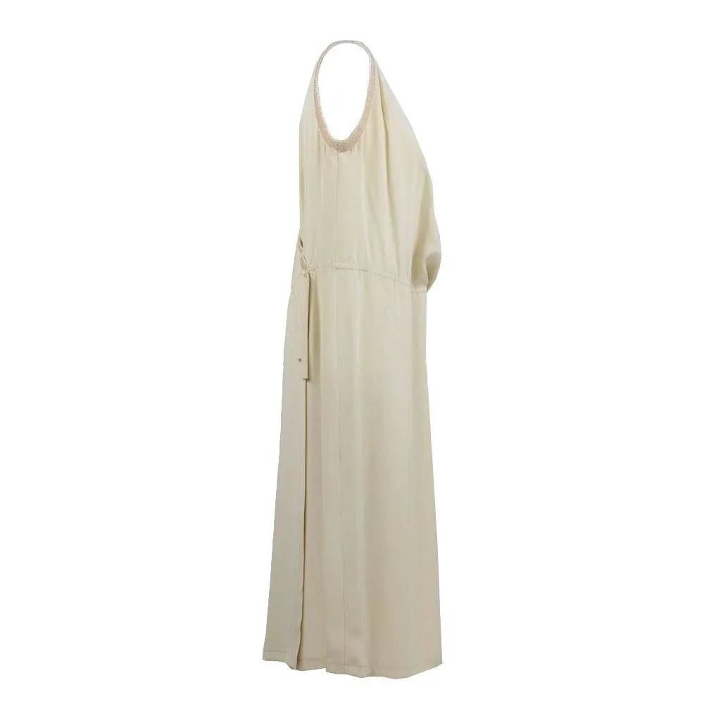 Unsigned White Silk Dress - '70s White Silk Good - Back View