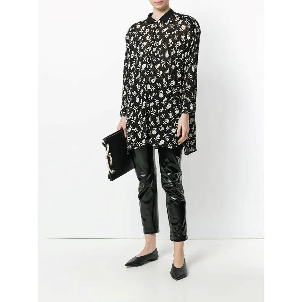 Gianni Versace Black and White Floral Blouse - '80s Black Good - Back View