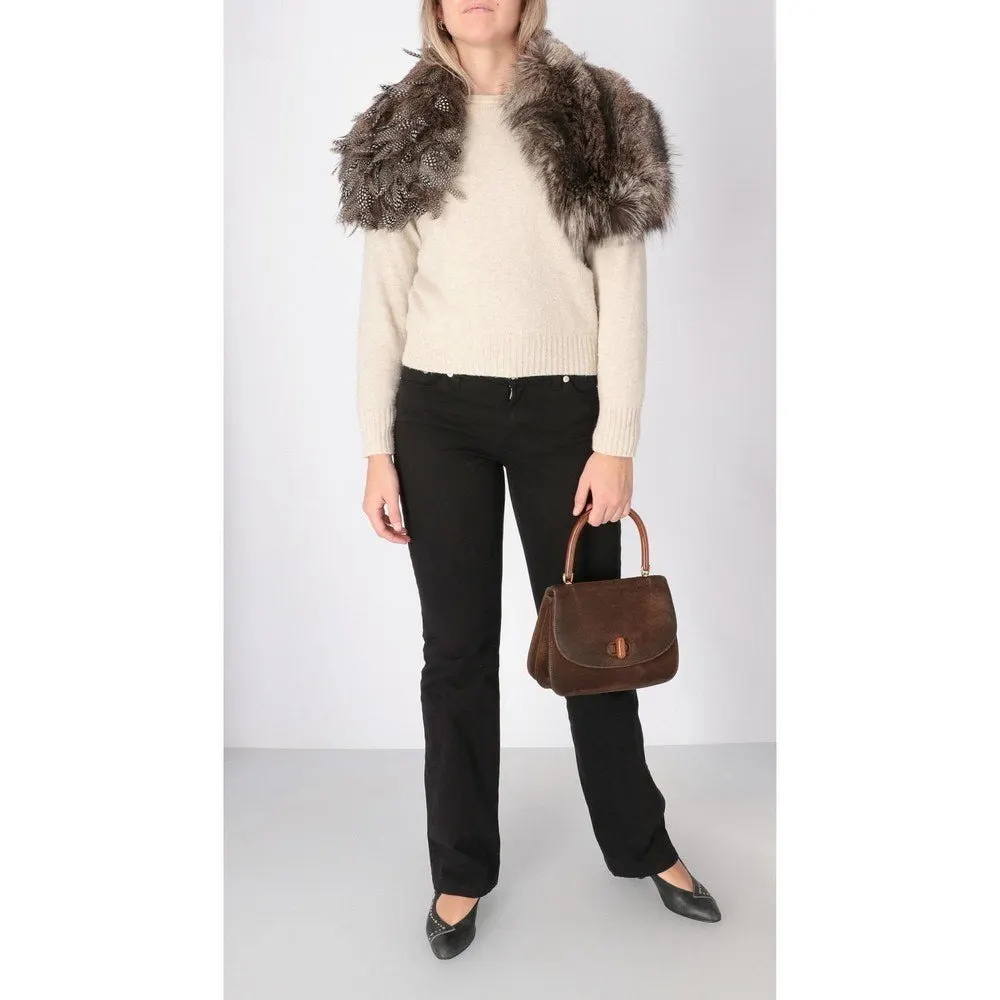 Gianfranco Ferré Silver Fox Fur Scarf - 2000s Silver Good - Back View