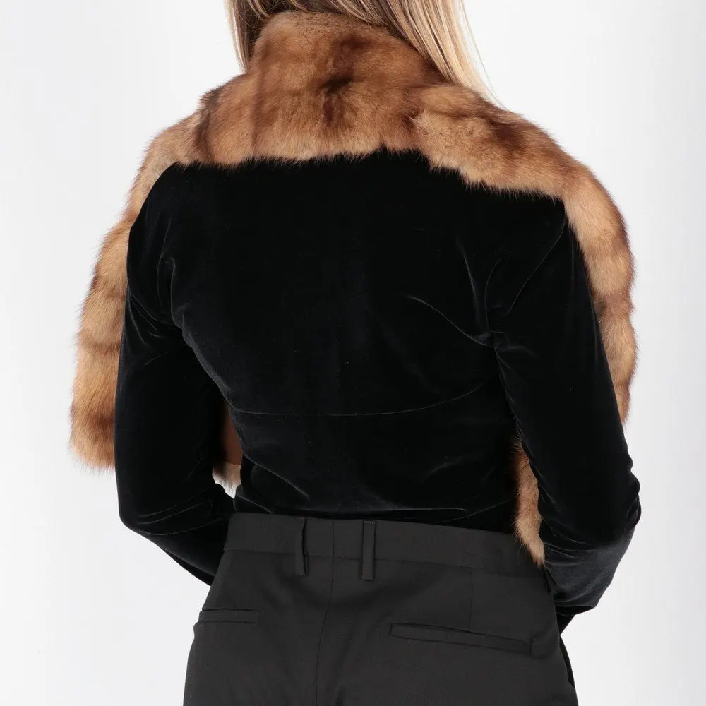 Gianfranco Ferré Brown Marten Fur Scarf - 2000s Brown Good - Model View