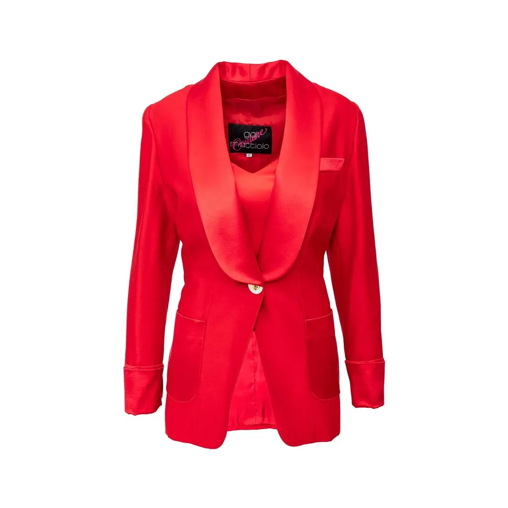 Unsigned Blazer with Camisole - '90s Red Wool Good - Front View