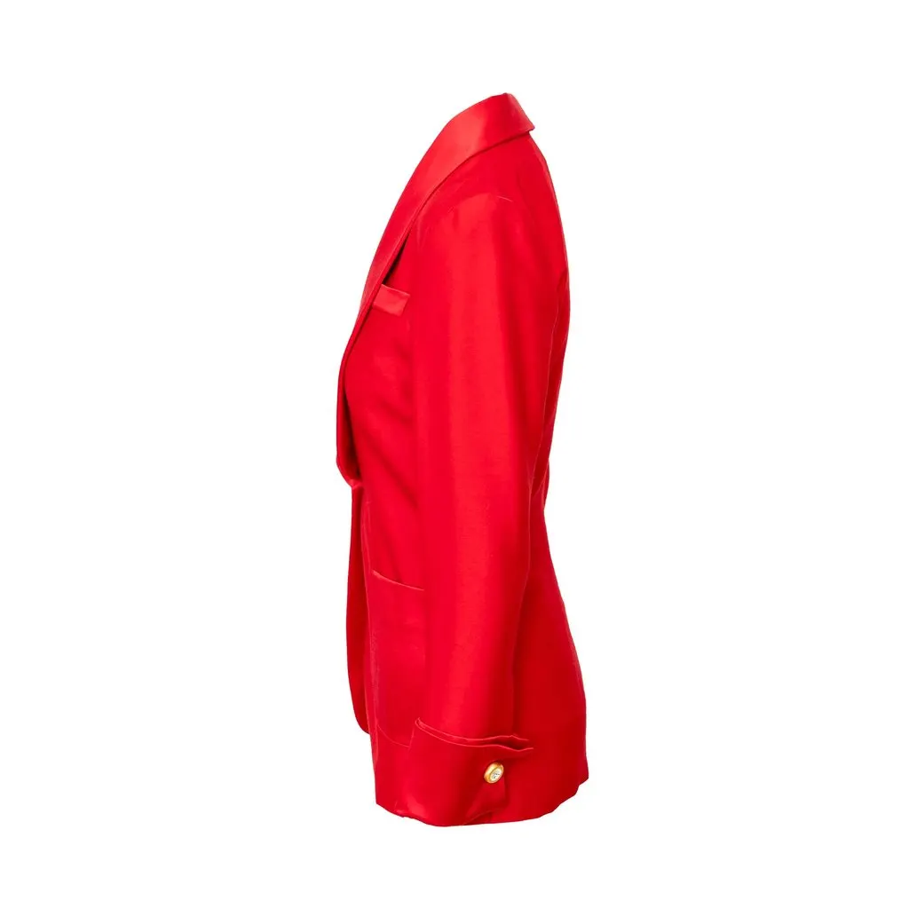 Unsigned Blazer with Camisole - '90s Red Wool Good - Back View