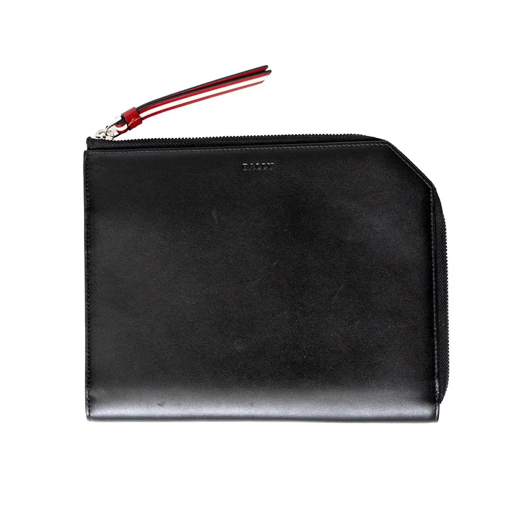 Bally Travel Pouch - '10s Black Leather Good - Front View