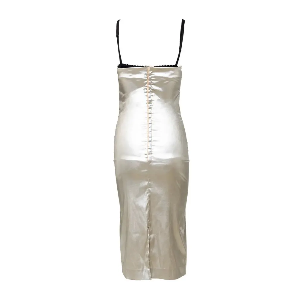 Dolce & Gabbana Metallic Silver Dress - '90s Silver Good - Inside View