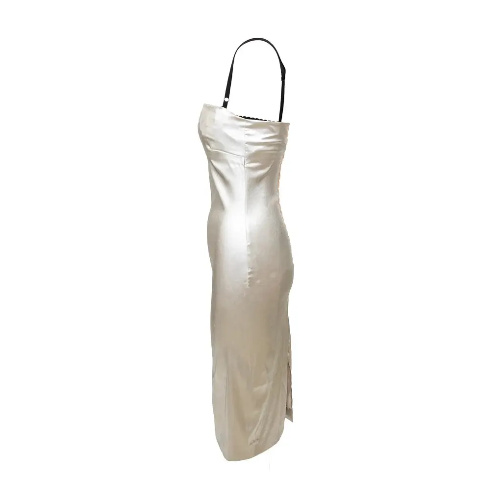 Dolce & Gabbana Metallic Silver Dress - '90s Silver Good - Model View