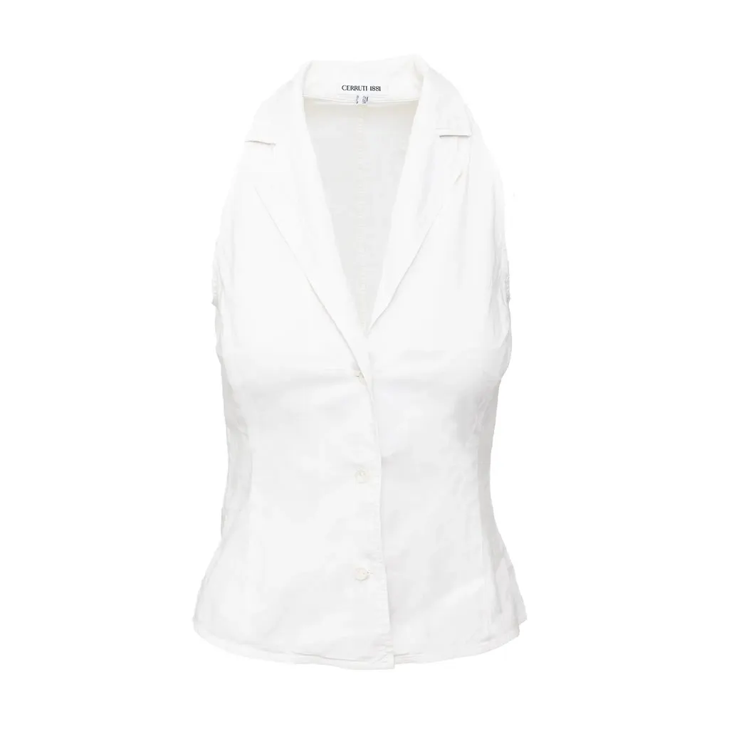 Unsigned Cerruti 1881 Sequin Skirt and Shirt Set - '90s White Silk Good - Inside View