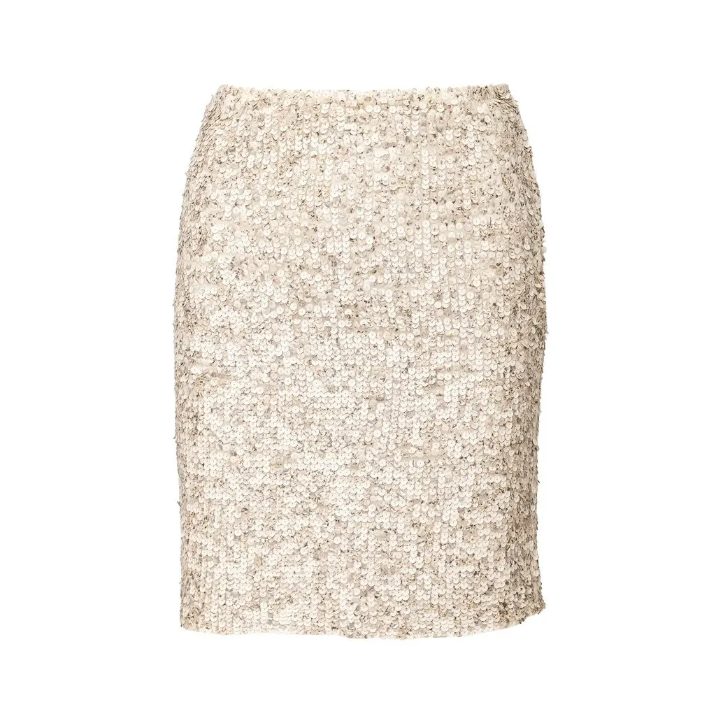 Unsigned Cerruti 1881 Sequin Skirt and Shirt Set - '90s White Silk Good - Box View