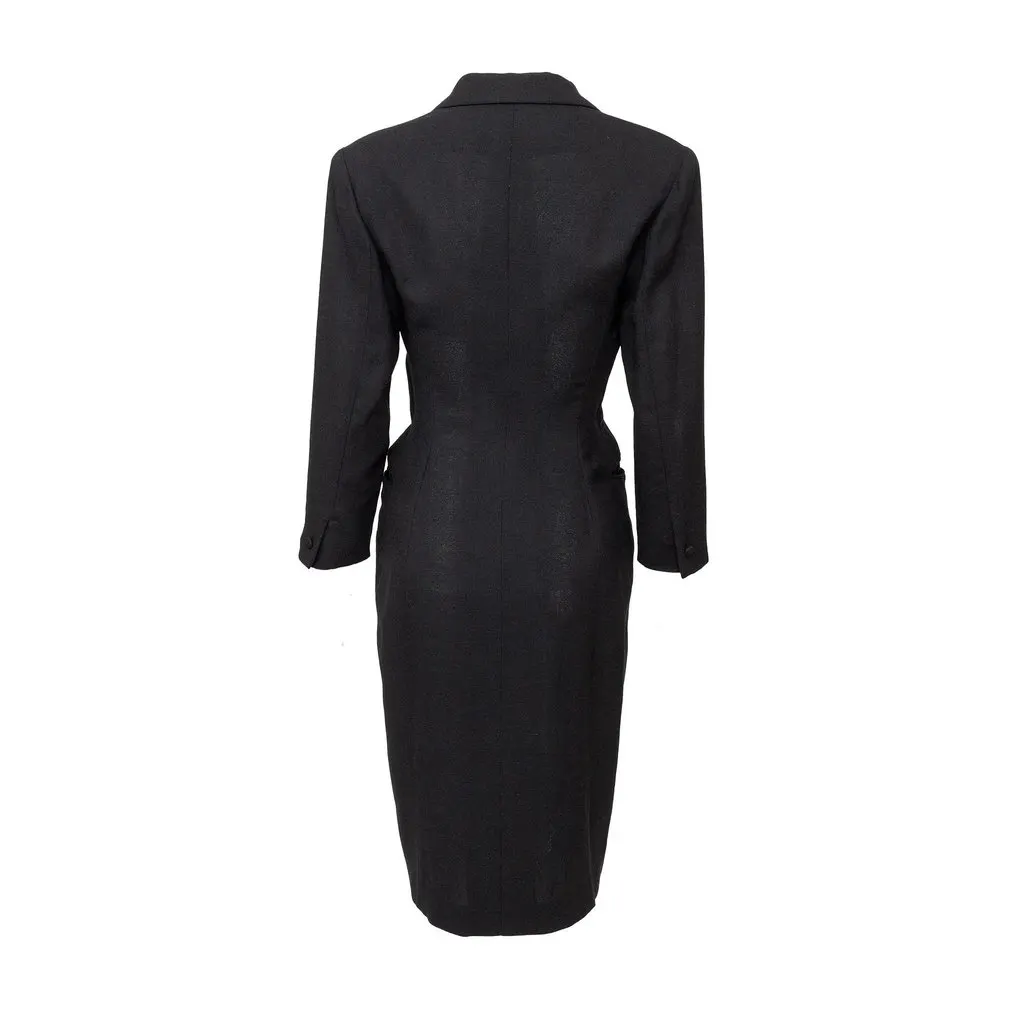 Ralph Lauren Blazer Dress - '00s Black Wool Good - Back View