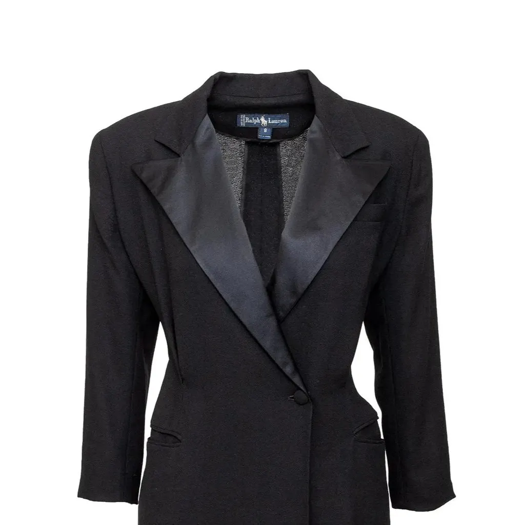 Ralph Lauren Blazer Dress - '00s Black Wool Good - Model View