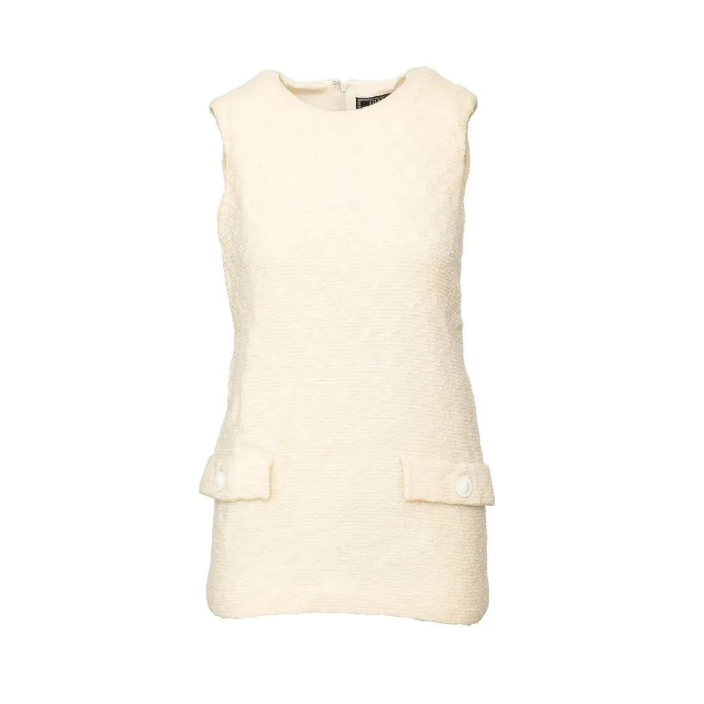 Gianni Versace Couture Wool Mini Dress - '90s Beige Wool Good - Front View