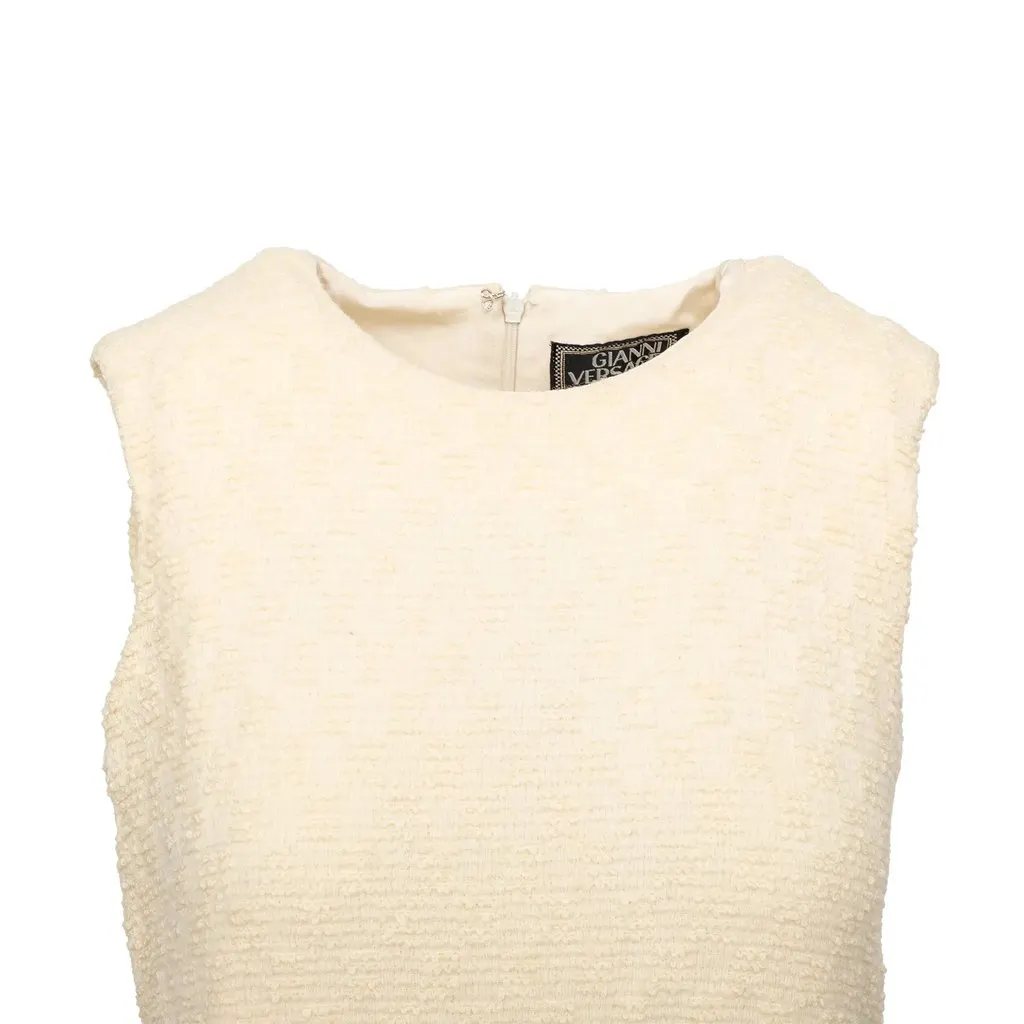 Gianni Versace Couture Wool Mini Dress - '90s Beige Wool Good - Model View