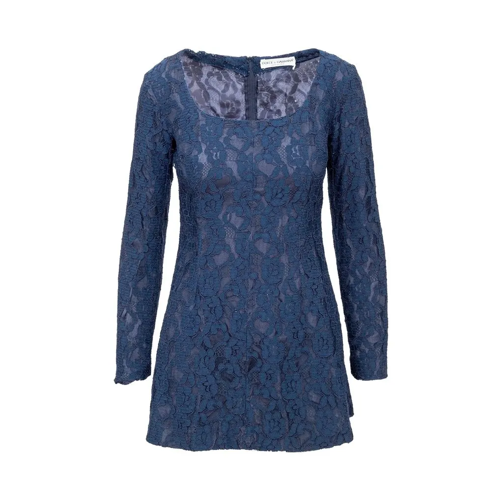 Dolce & Gabbana Lace Dress - '10s Blue Lace Good - Front View