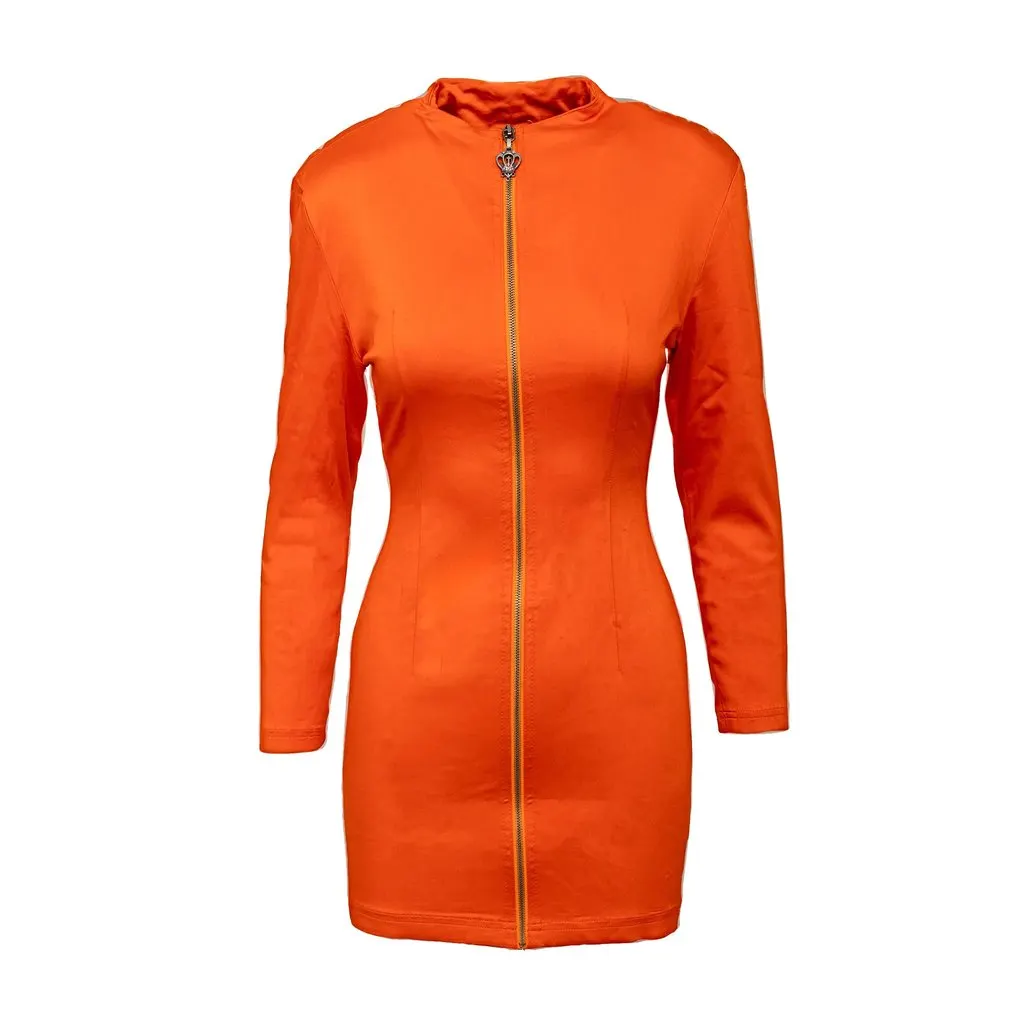 Gianni Versace Versus Mini Dress with Zipper - '90s Orange Good - Front View