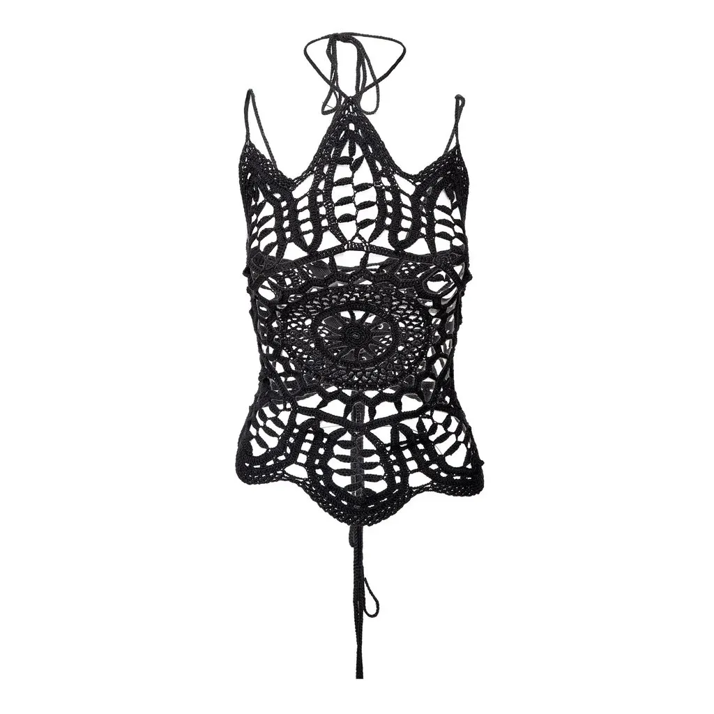 Dolce & Gabbana Crochet Top - '00s Black Cotton Good - Front View