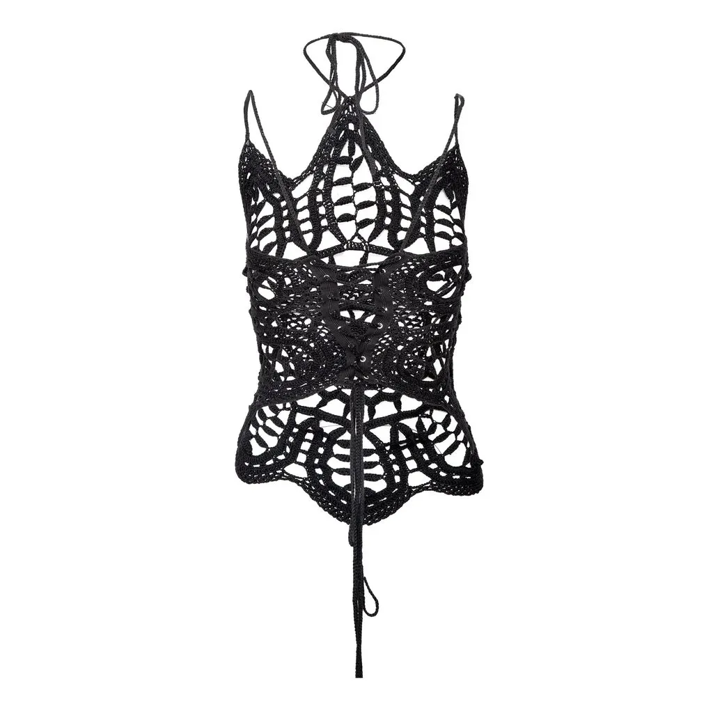 Dolce & Gabbana Crochet Top - '00s Black Cotton Good - Back View