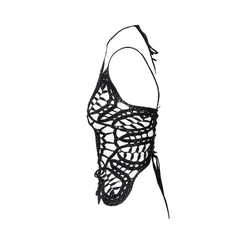 Dolce & Gabbana Crochet Top - '00s Black Cotton Good - Inside View