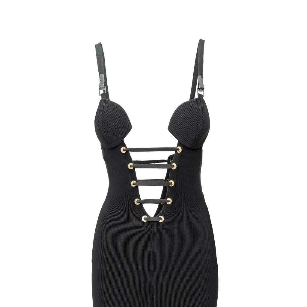 Versace Bustier Jumpsuit - '90s Black Good - Model View