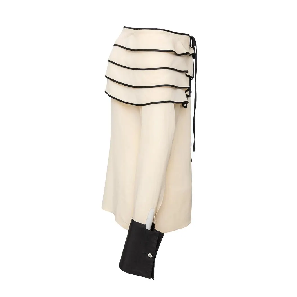 Gianni Versace Couture Off Shoulder Top - '90s Beige Silk Good - Inside View