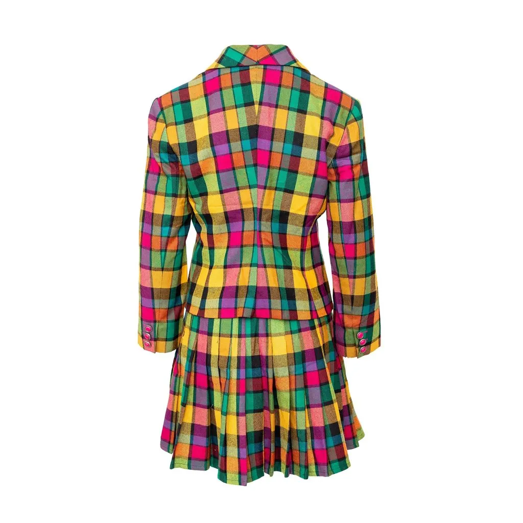 Versace Versus Plaid Set - '90s Pink Wool Good - Back View