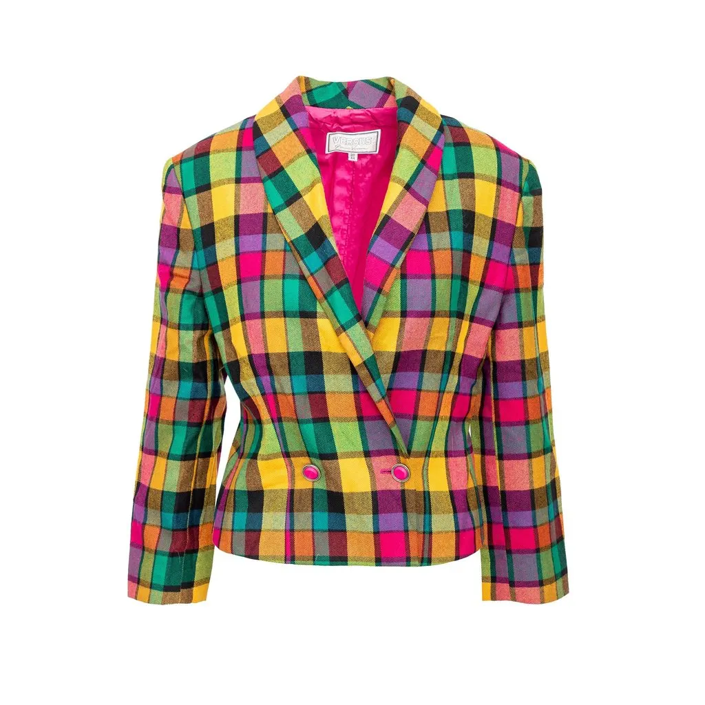 Versace Versus Plaid Set - '90s Pink Wool Good - Inside View