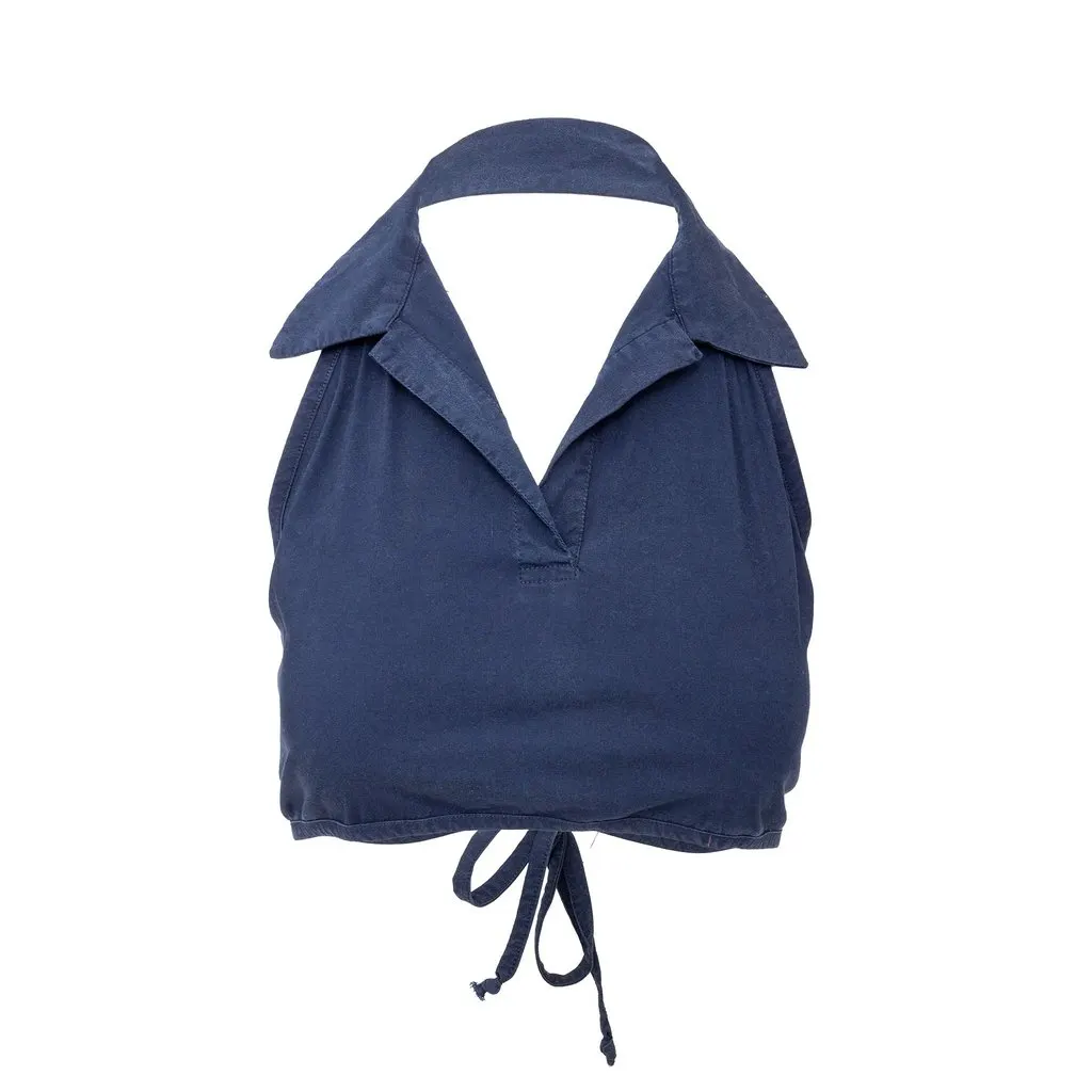 Romeo Gigli G Gigli Halter Top - '00s Blue Good - Front View
