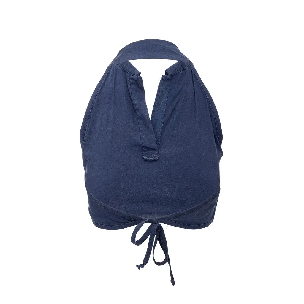 Romeo Gigli G Gigli Halter Top - '00s Blue Good - Inside View