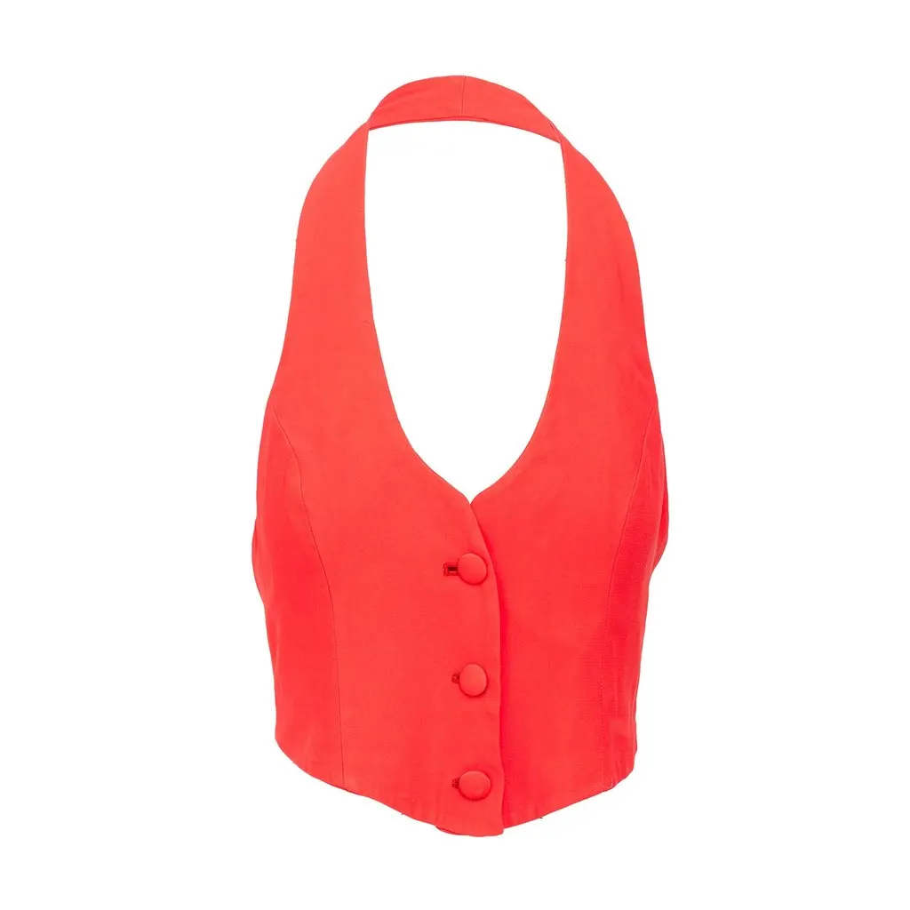 Emporio Armani Halter Vest Top - '00s Red Good - Front View