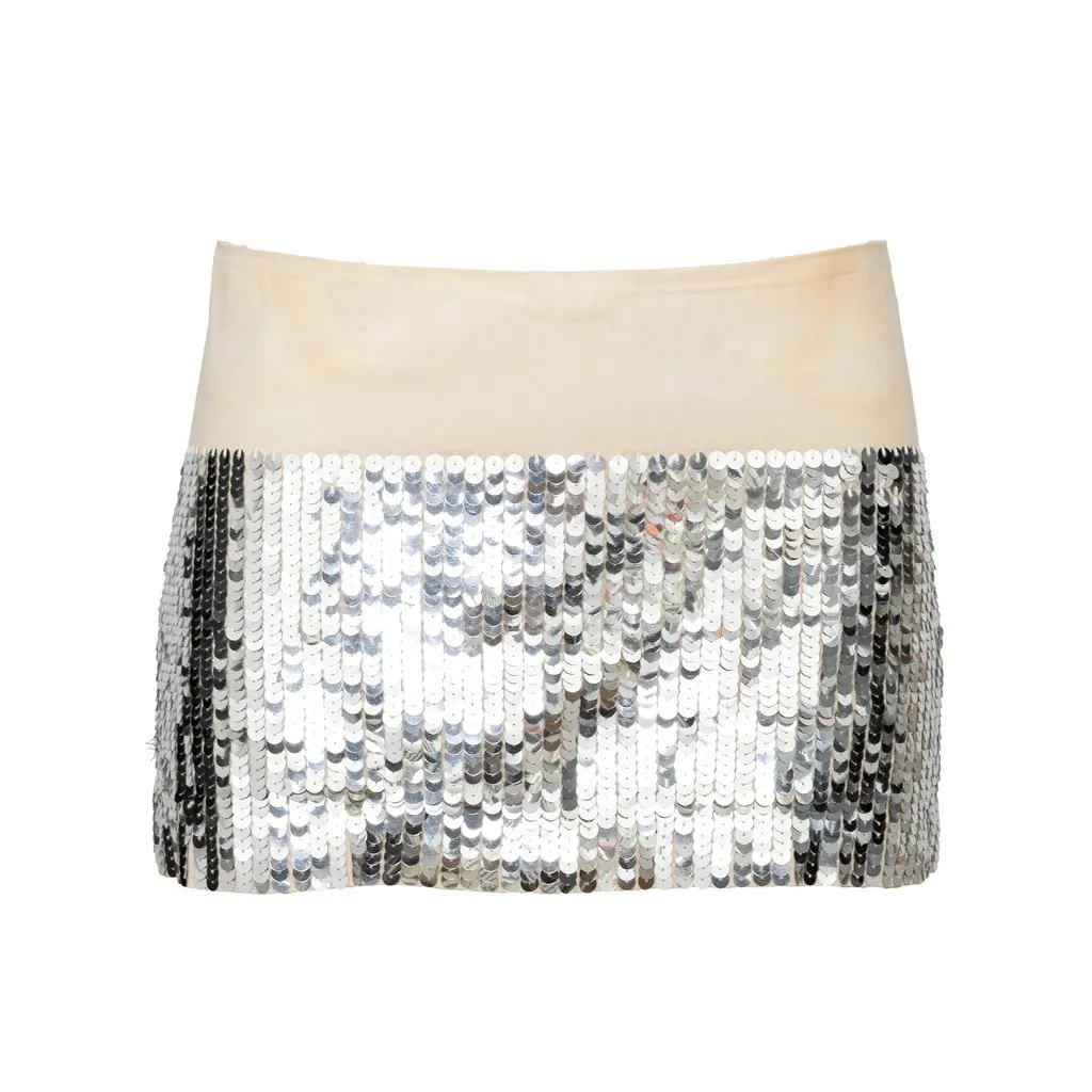 Unsigned Future Classics Sequin Mini Skirt - '00s White Cotton Good - Front View