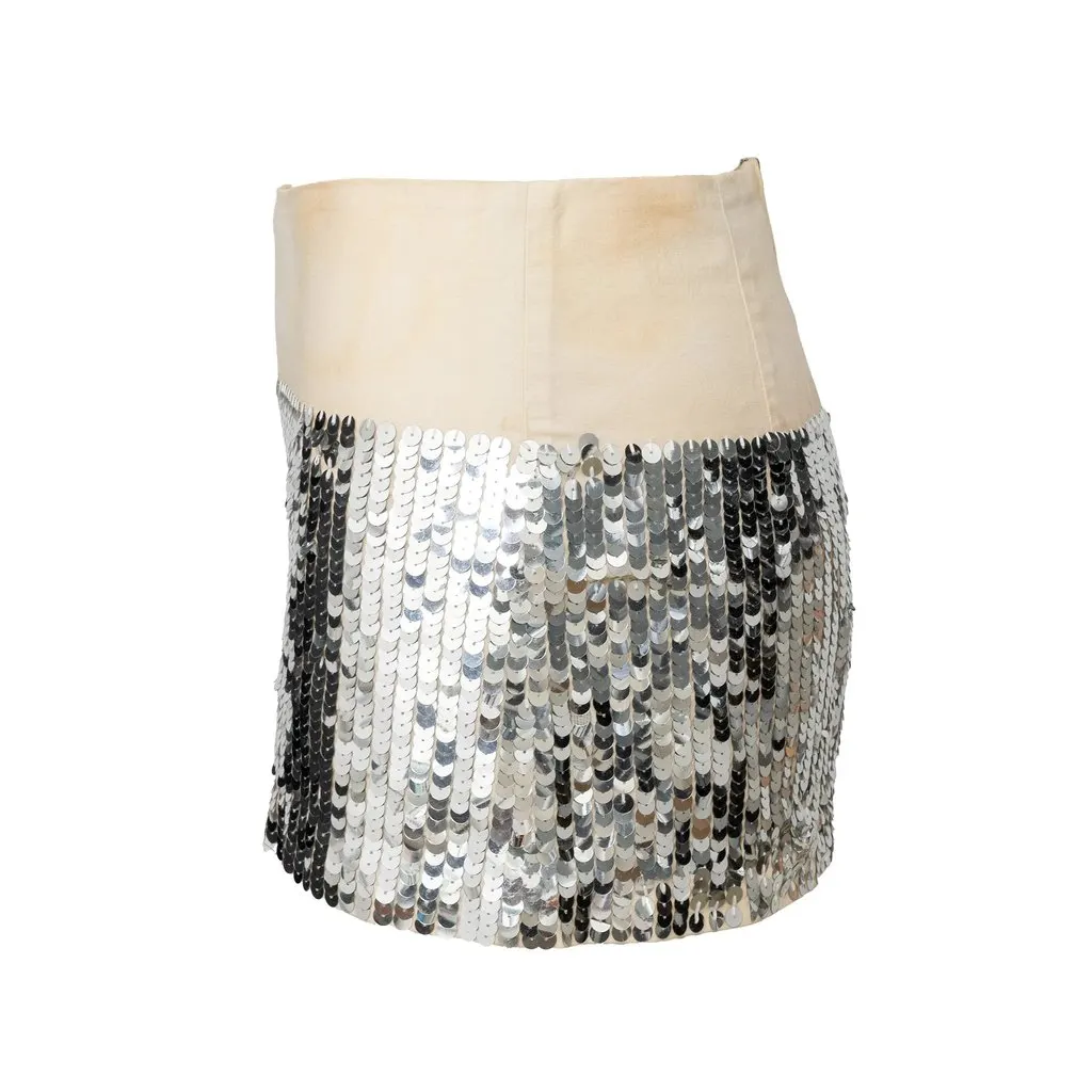 Unsigned Future Classics Sequin Mini Skirt - '00s White Cotton Good - Back View