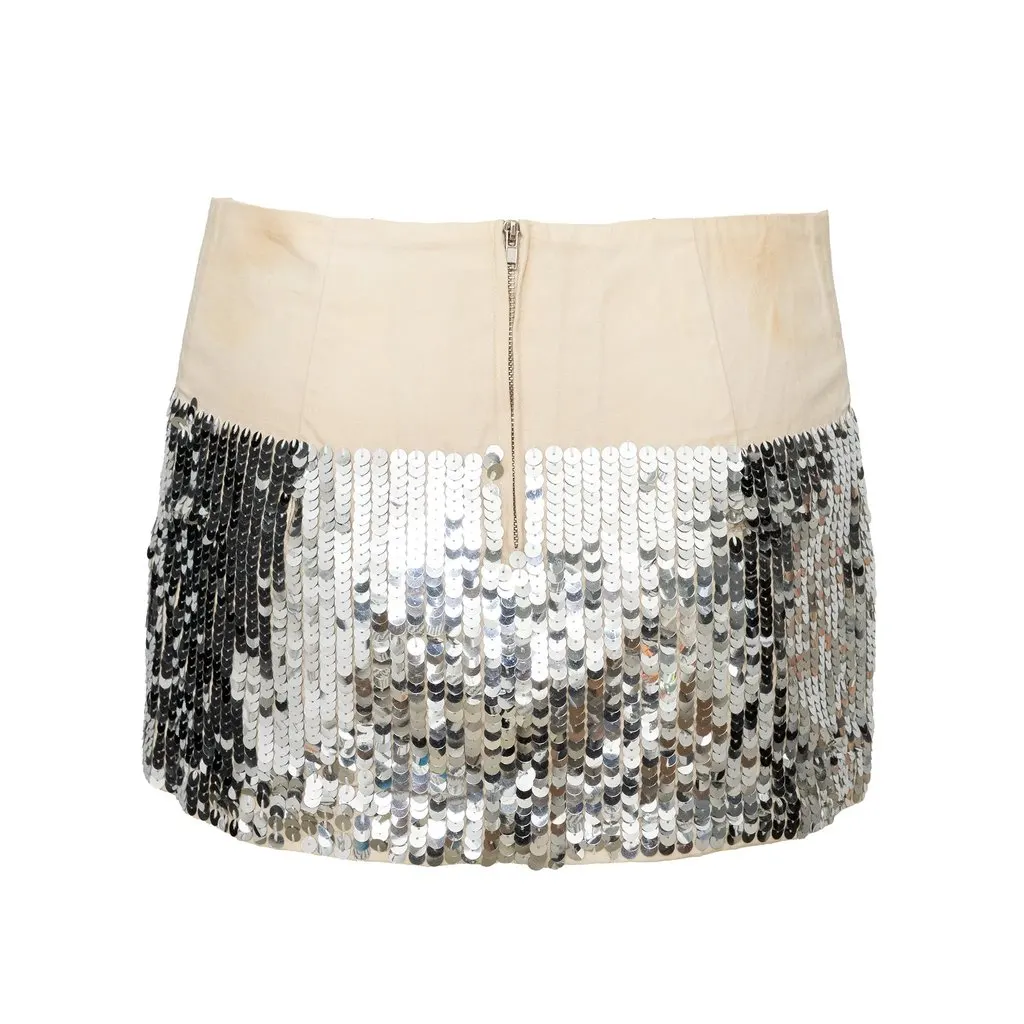 Unsigned Future Classics Sequin Mini Skirt - '00s White Cotton Good - Inside View