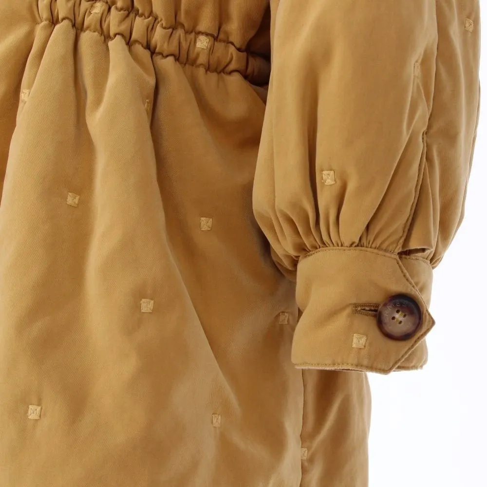 Hermès Mustard Yellow Embroidered Coat - '90s Red Leather Good - Model View